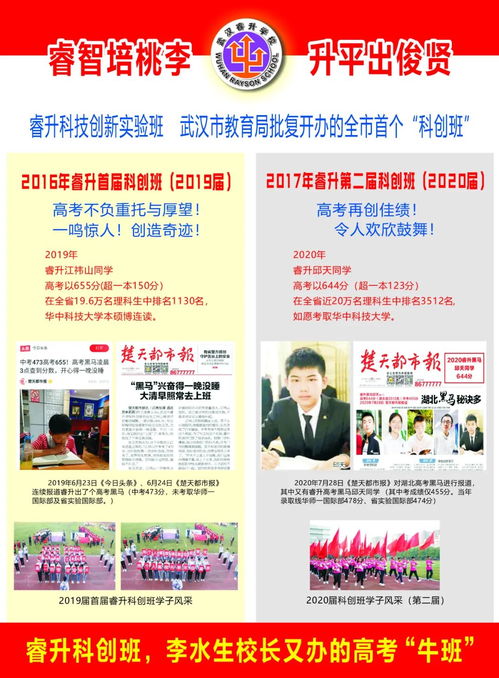 武汉睿升学校2021年高一招生简章
